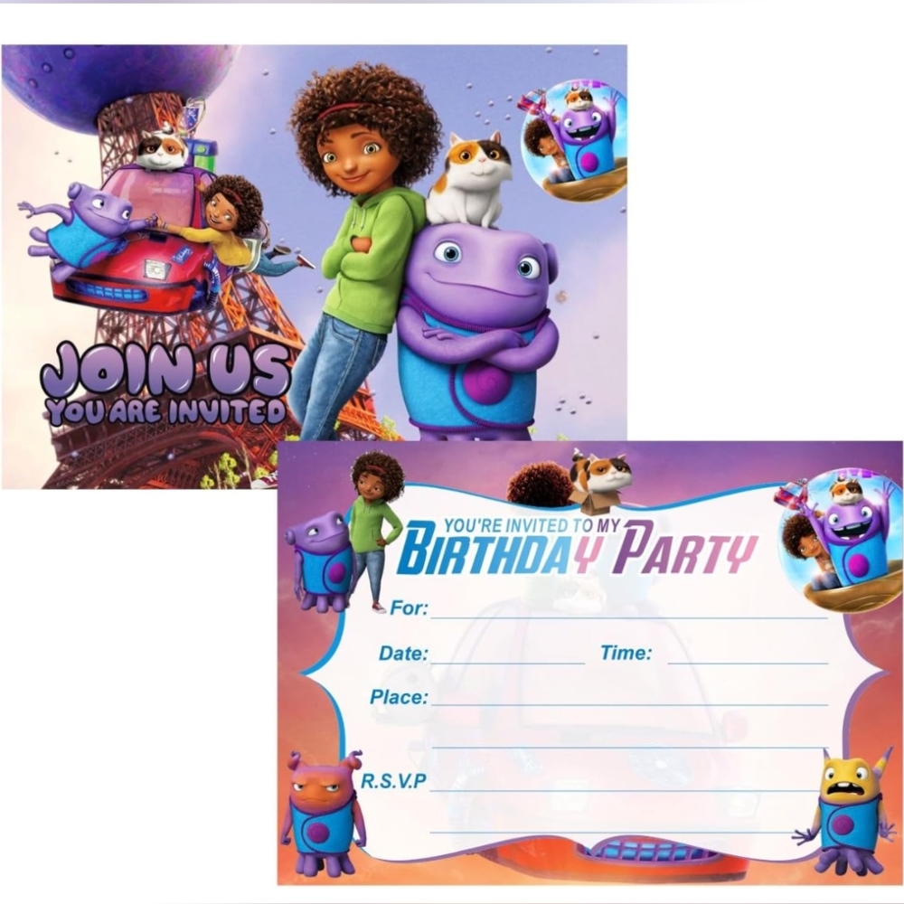 MEGIMA 16Pcs Dreamworks Home Birthday Invitation Cards.